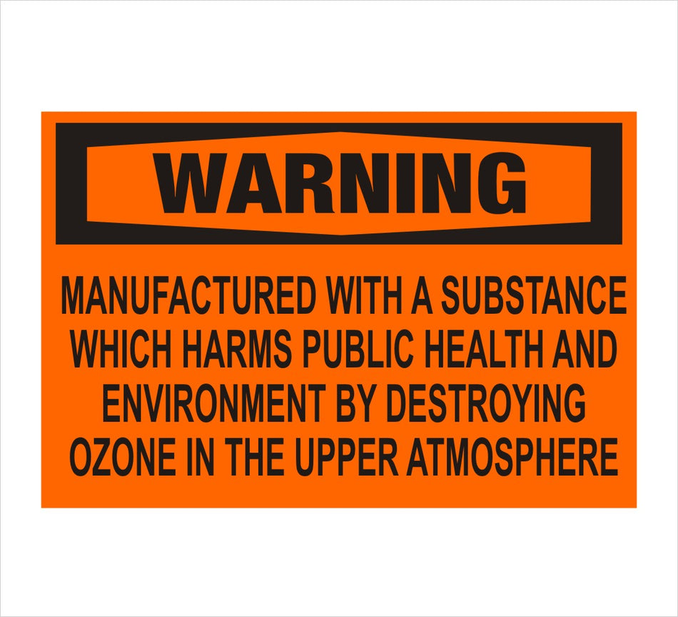 Ozone Harming Material Warning Decal