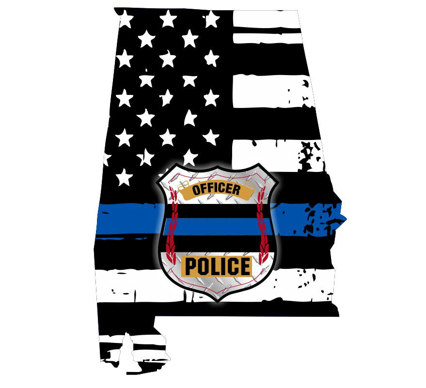 Alabama Thin Blue Police Officer Badge Decal