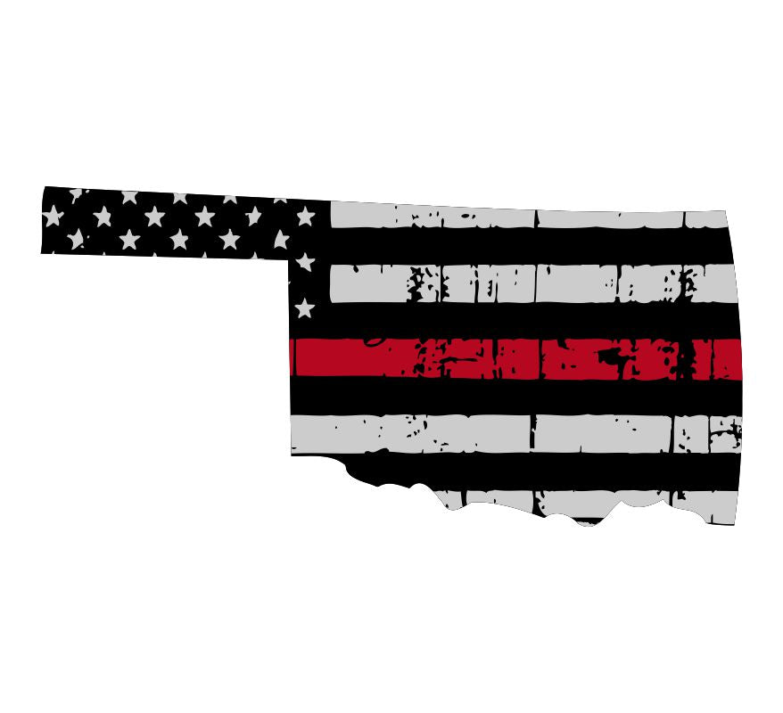 Oklahoma Tattered Flag Blue Line Decal