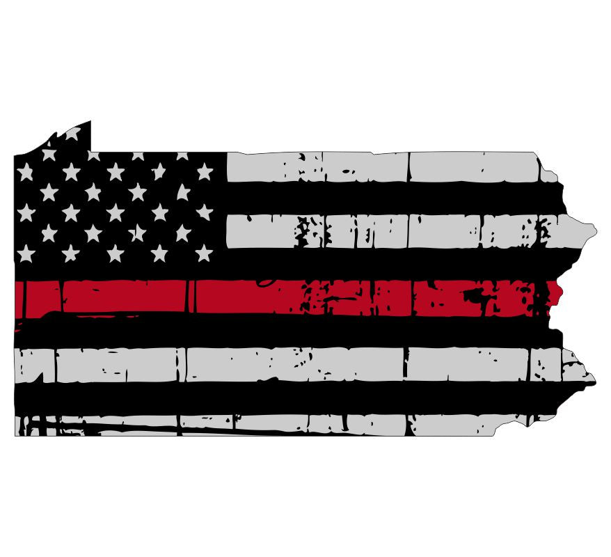 Pennsylvania Tattered Flag Red Line Decal