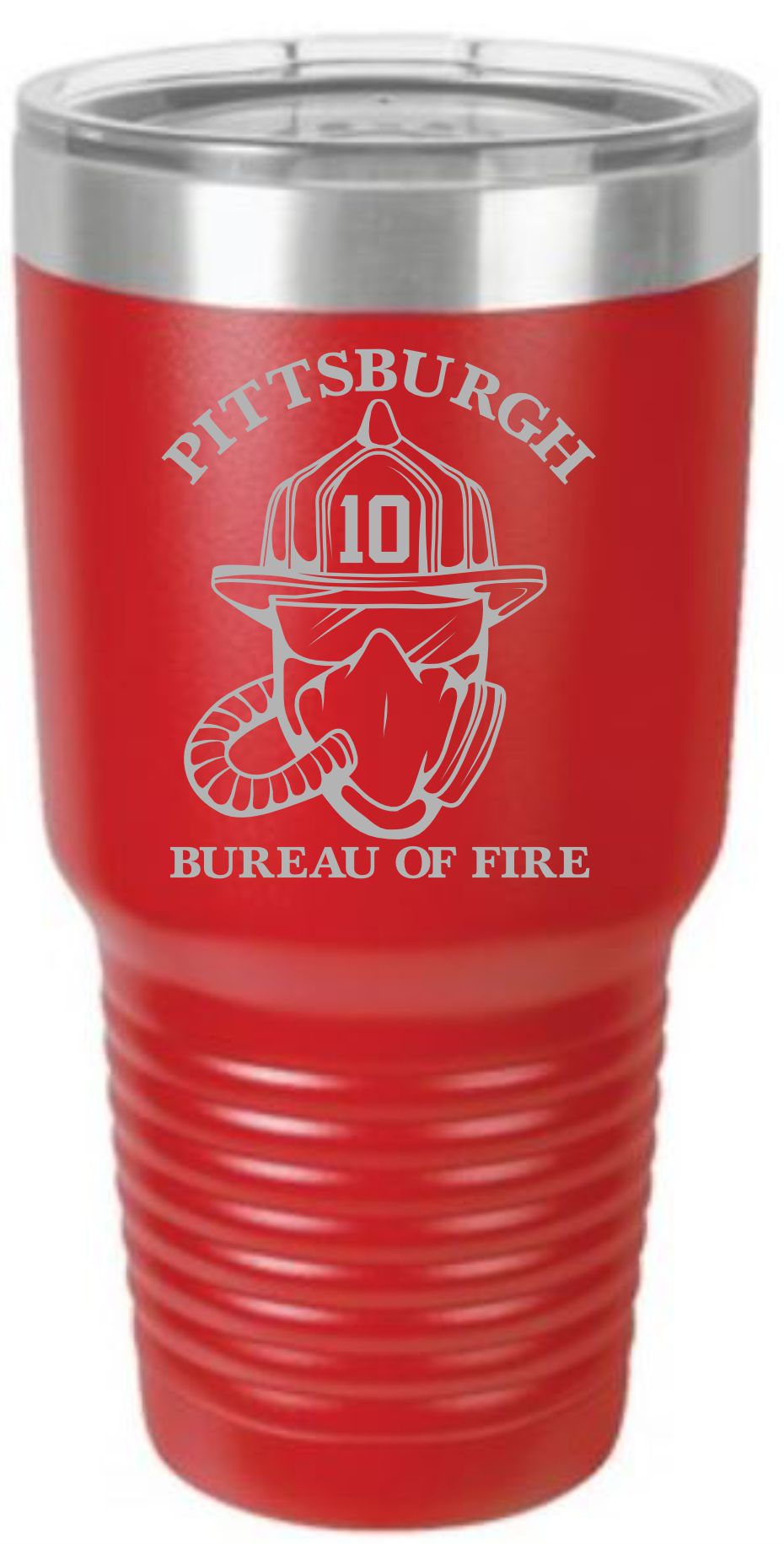 Pittsburgh Bureau of Fire 10 Red 30oz. Engraved Tumbler - Powercall Sirens LLC
