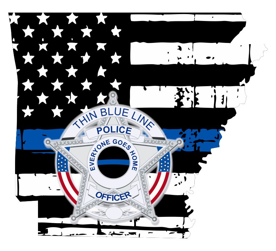 Arkansas Blue Thin Line Police Badge Decal