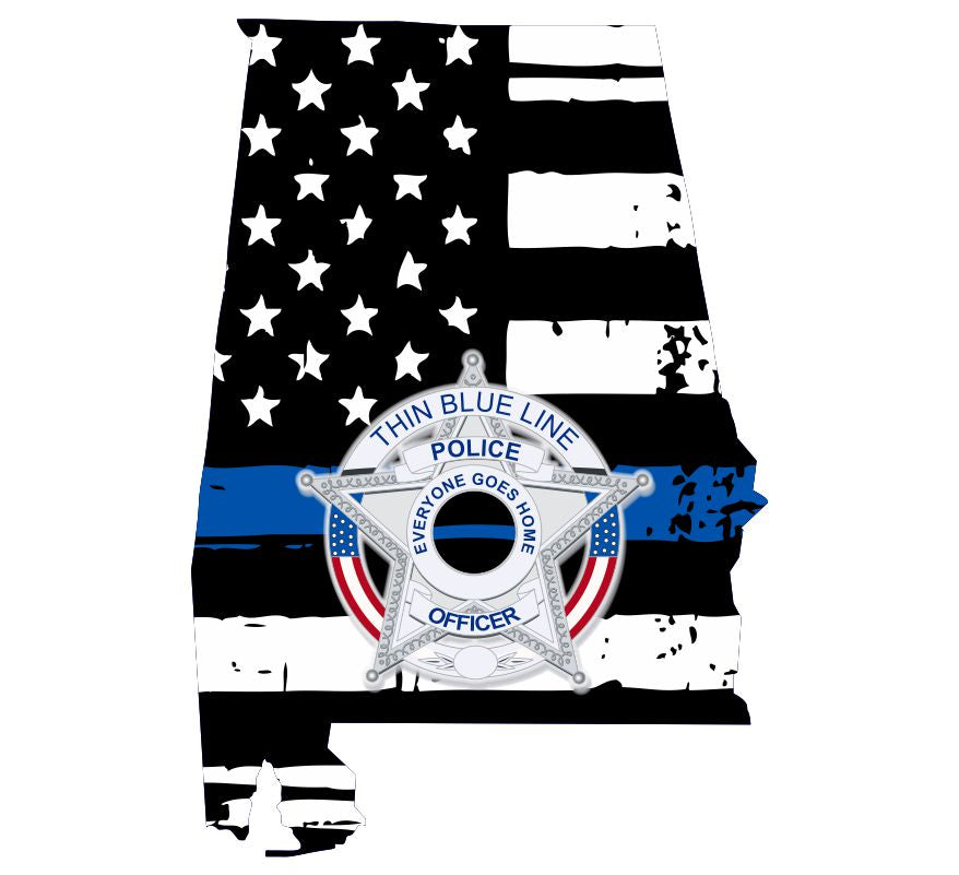 Alabama Thin Blue Police Badge Decal