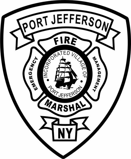 Black and White Port Jefferson Fire Customer Decal - Powercall Sirens LLC
