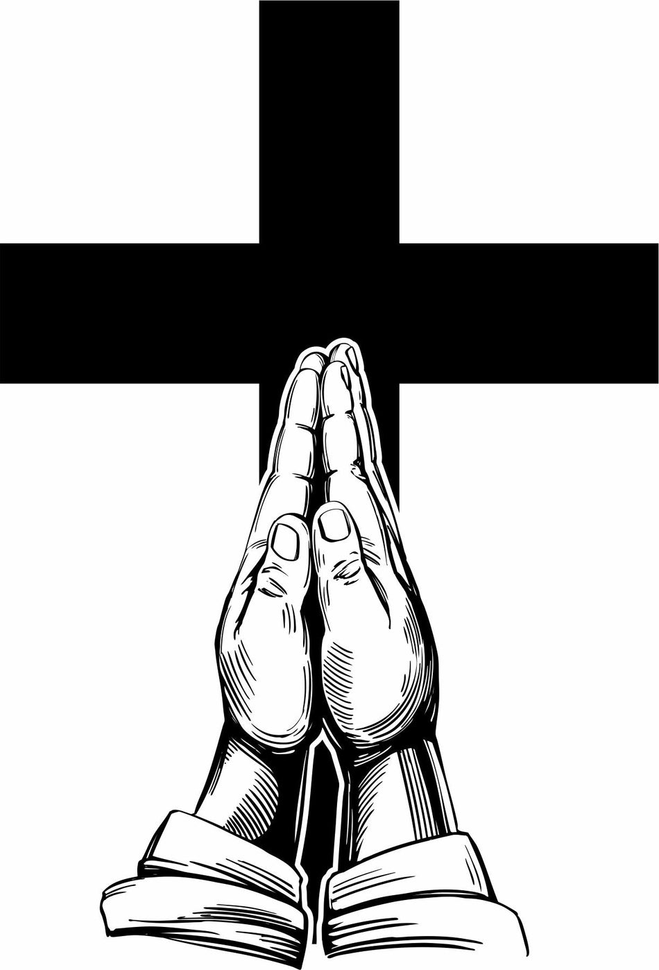 Praying Hands Cross Window Decal - Powercall Sirens LLC