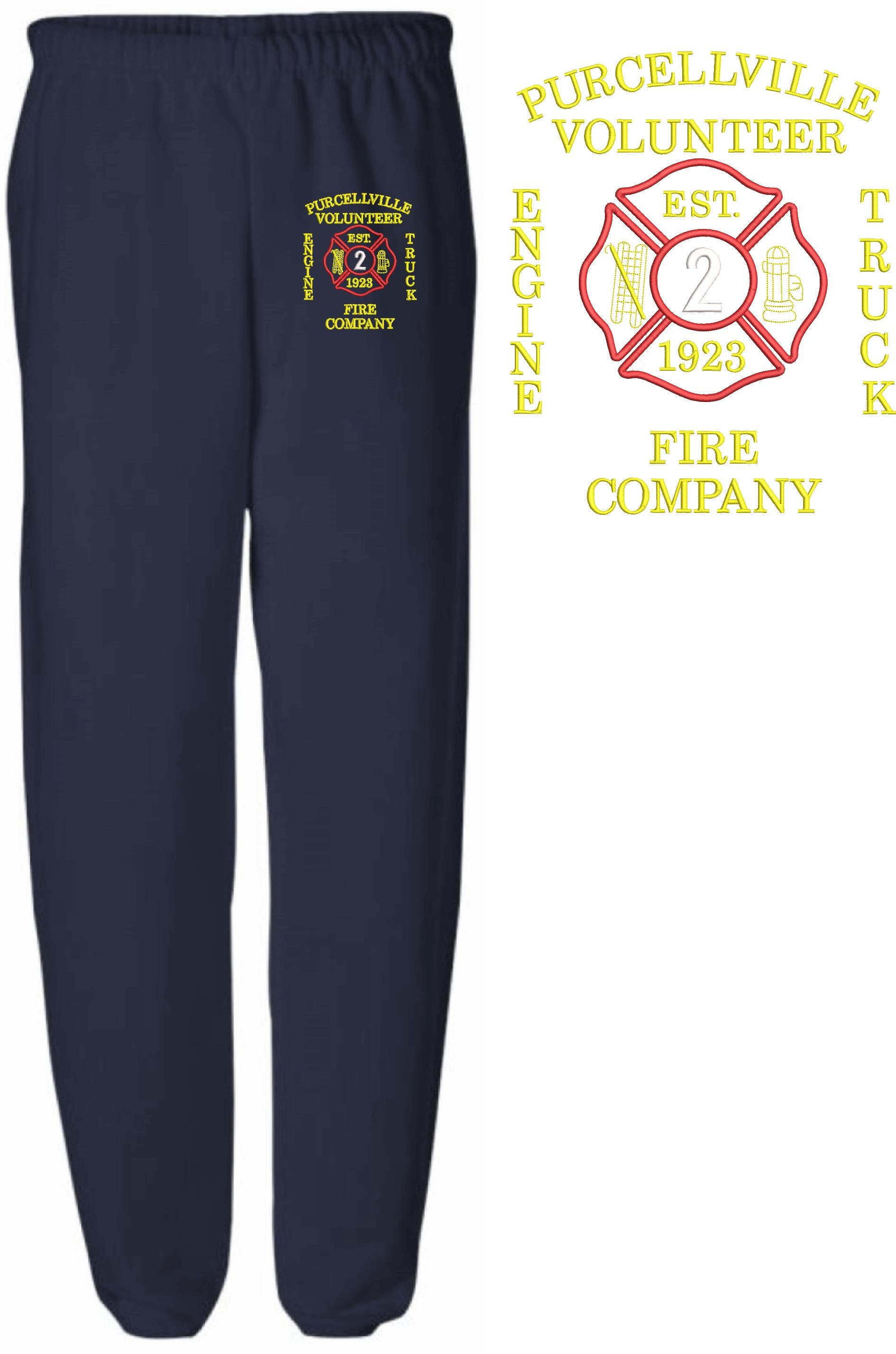 Purcellville Vol. Fire Embroidered Sweatpants - Powercall Sirens LLC
