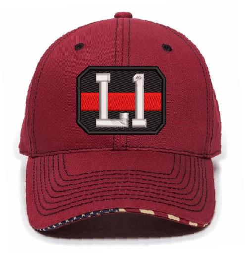 Red Line Badge Style USA-800 Embroidered Hat - Powercall Sirens LLC