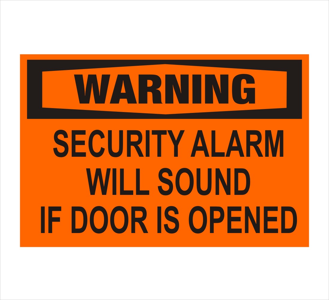 Alarm Sounds When Door Is Opened Warning Decal