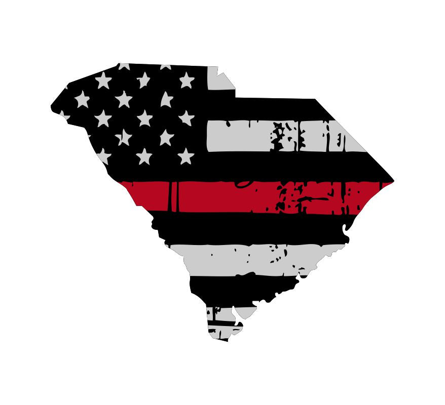 South Carolina Tattered Red Line Decal