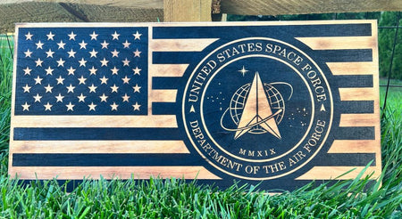 Space Force USA Flag Handmade 23" x11" Flag Sign - Powercall Sirens LLC