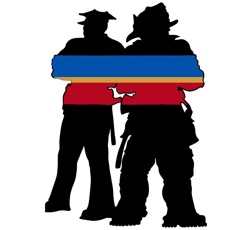 Thin blue/red line FF/Police/Dispatch decal