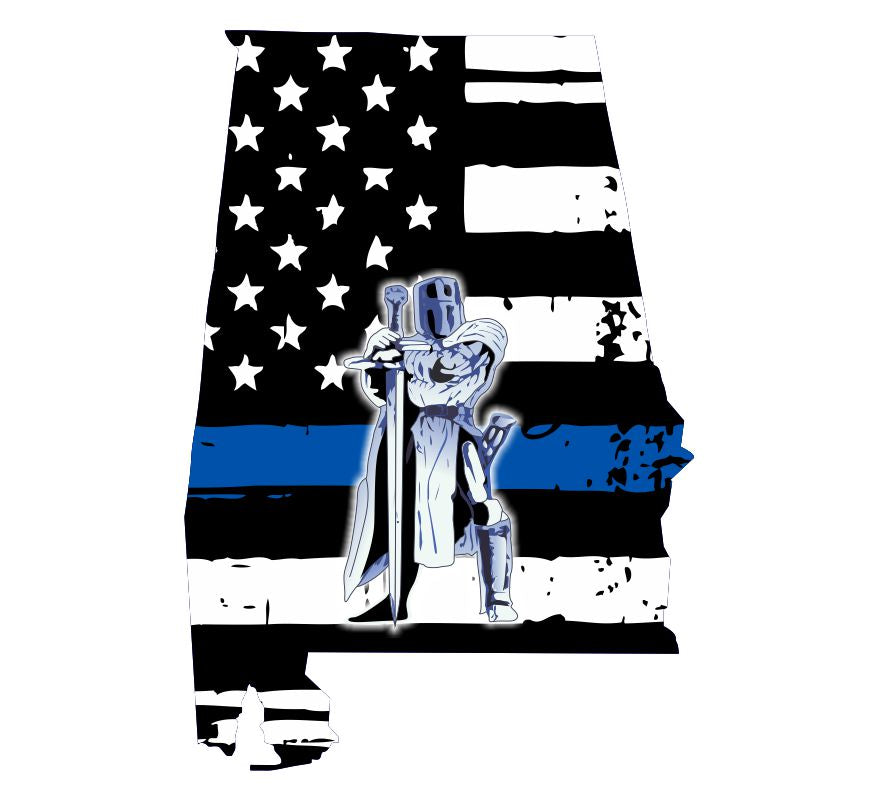 Alabama Thin Blue Line Standing Knight Decal