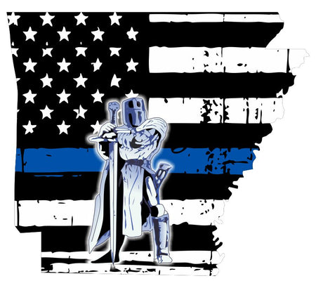 Arkansas Blue Thin Line Standing Knight Decal