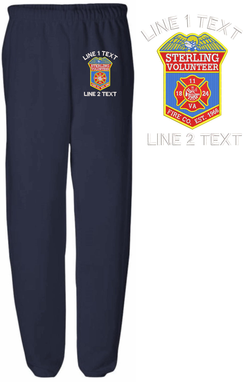Sterling Volunteer Fire Embroidered Sweatpants - Powercall Sirens LLC