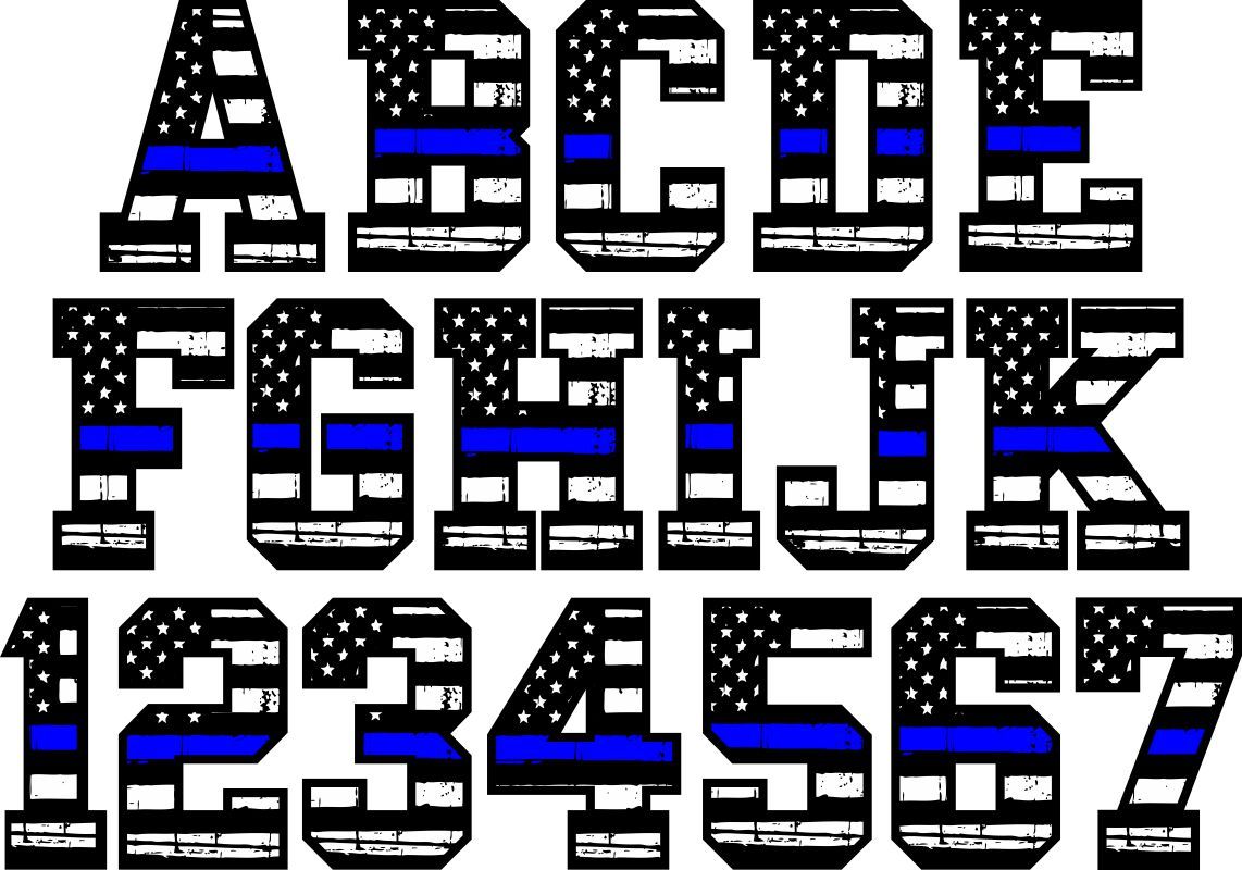 Thin Blue Line Flag Letter & Number Decals - Powercall Sirens LLC