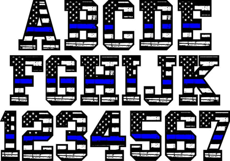 Thin Blue Line Flag Letter & Number Decals - Powercall Sirens LLC