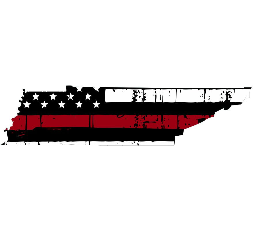 Tennessee Tattered Flag Red Line Decal