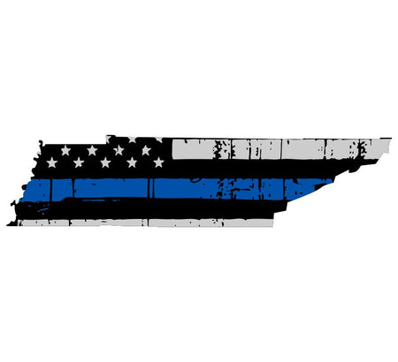 Tennessee Tattered Flag Blue Line Decal