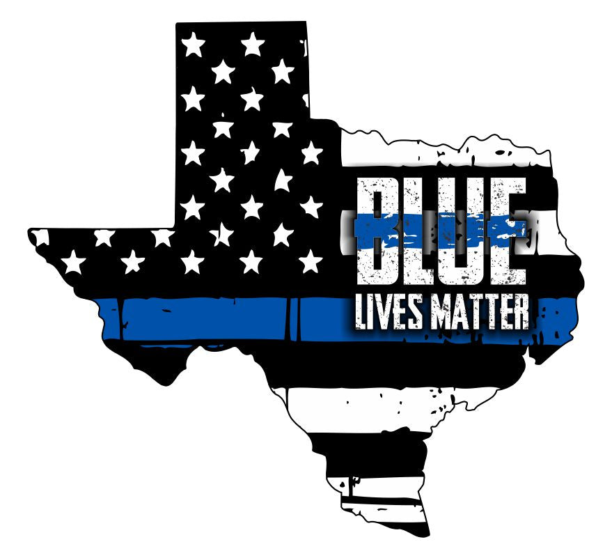 Texas Tattered Flag Blue Lives Matter Decal