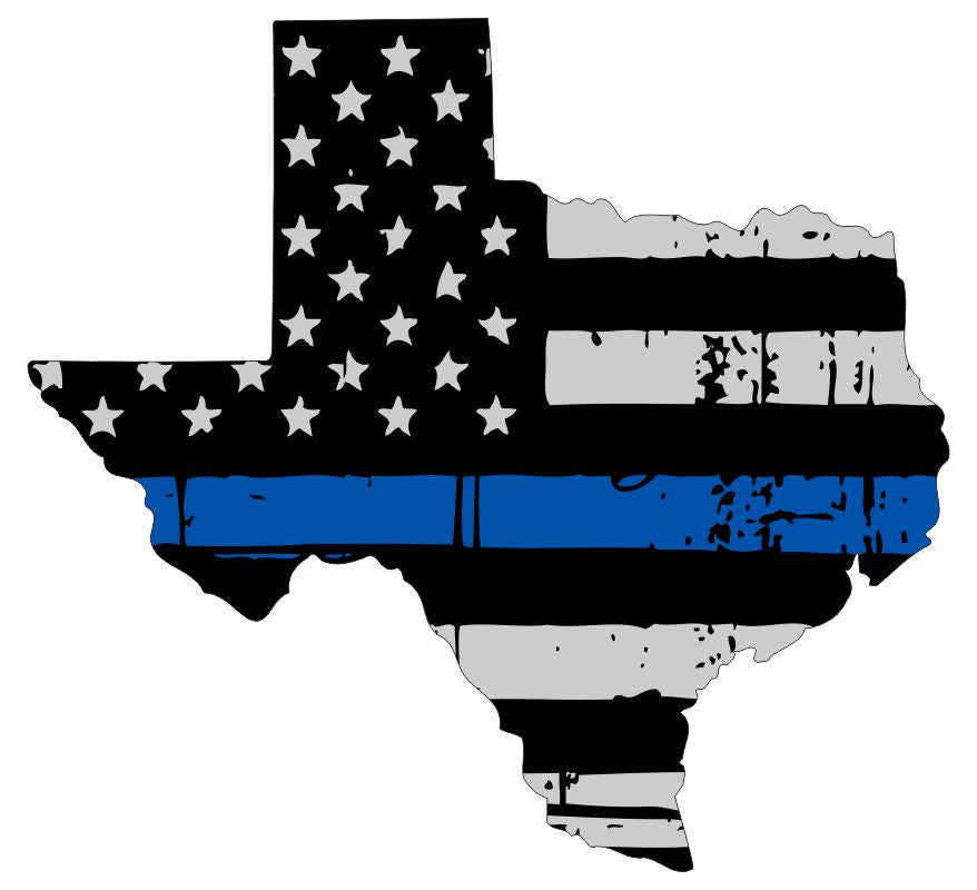 Texas Tattered Flag Blue Line Decal
