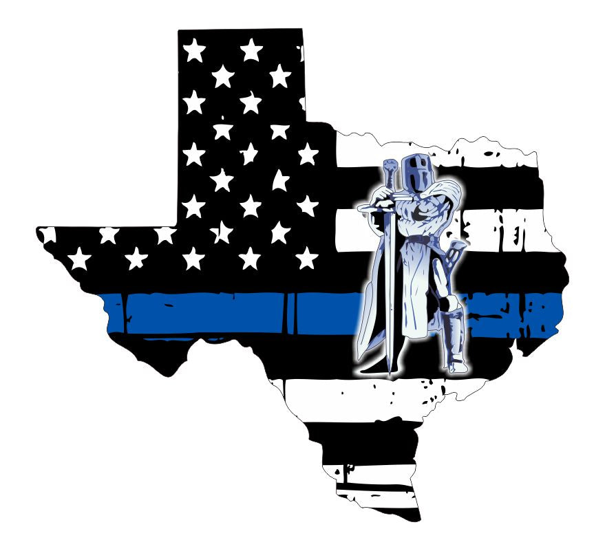Texas Tattered Flag Standing Knight Decal