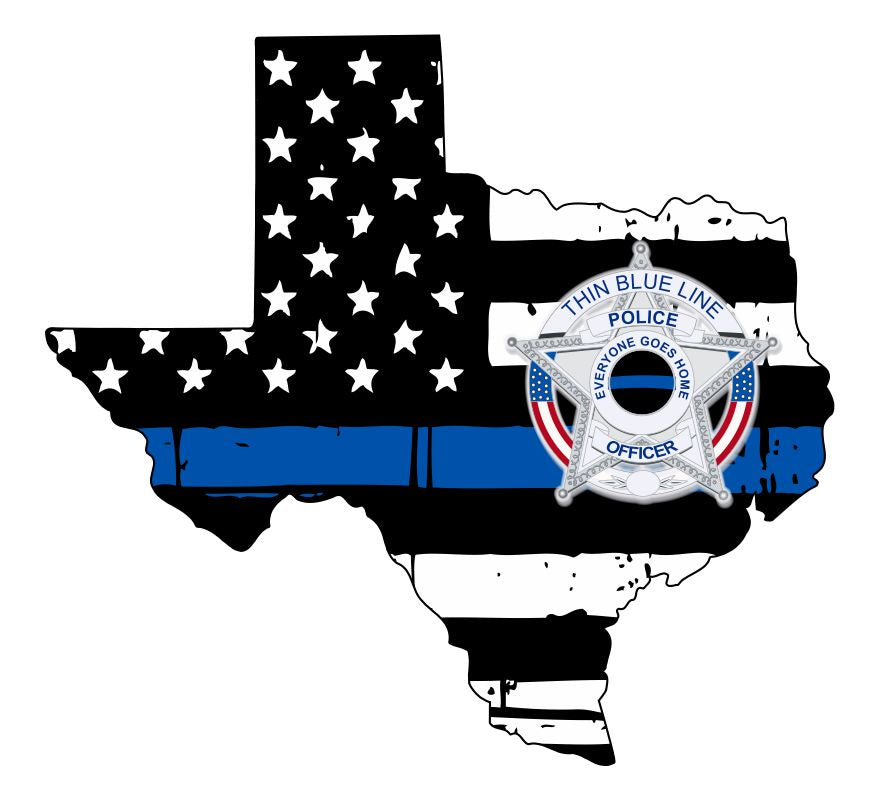 Texas Tattered Flag Police Star Decal