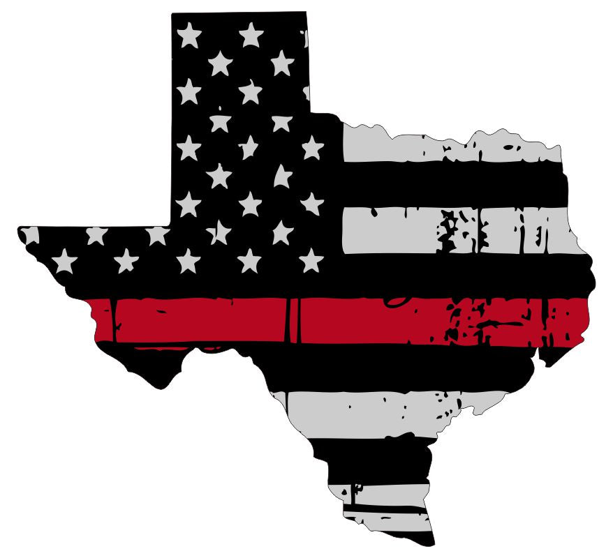 Texas Tattered Flag Red Line Decal