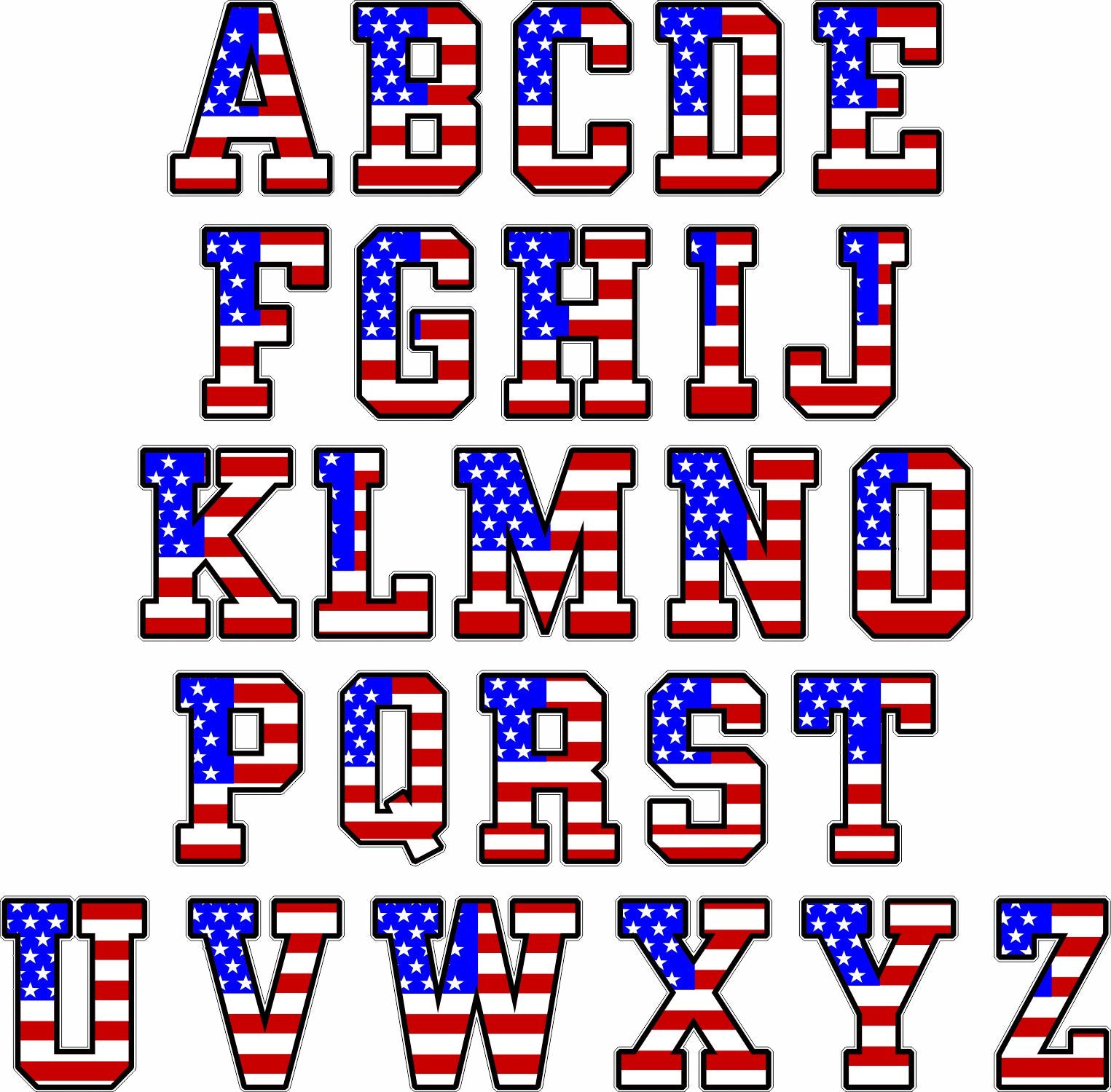 USA Flag Style Letter and Number Decals - Powercall Sirens LLC