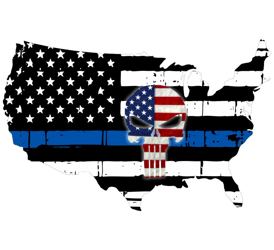 Thin Blue Line United States Flag Punisher Decal