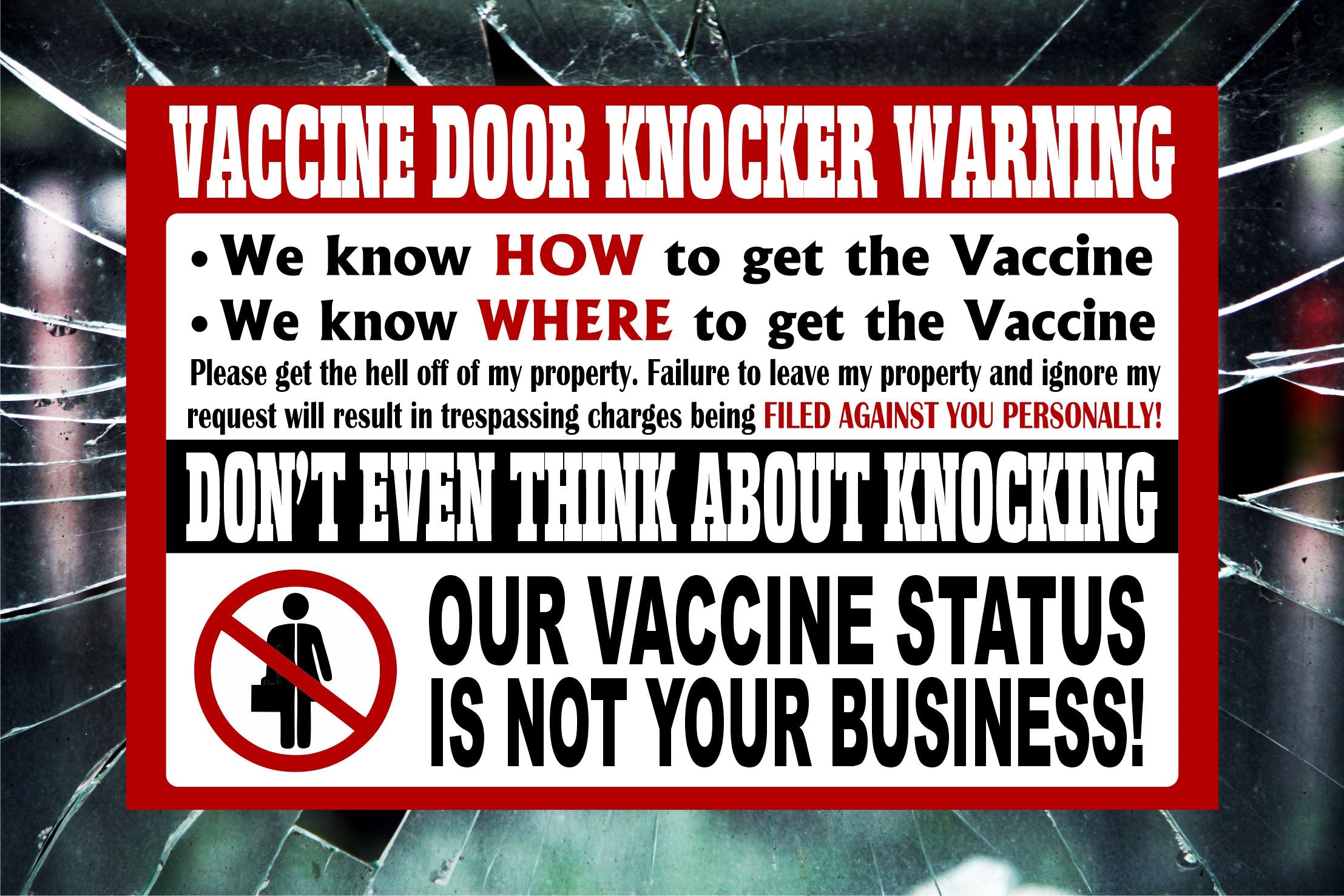 Vaccine door knocker outside decal - Powercall Sirens LLC