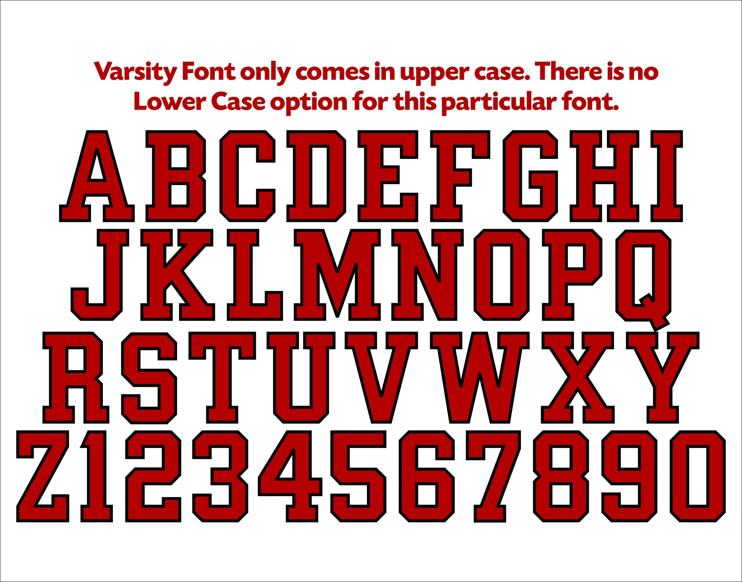 Varsity Font Dual Color Letters and Numbers - Powercall Sirens LLC