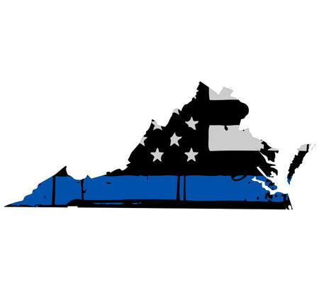 Virginia Tattered Flag Blue Line Decal