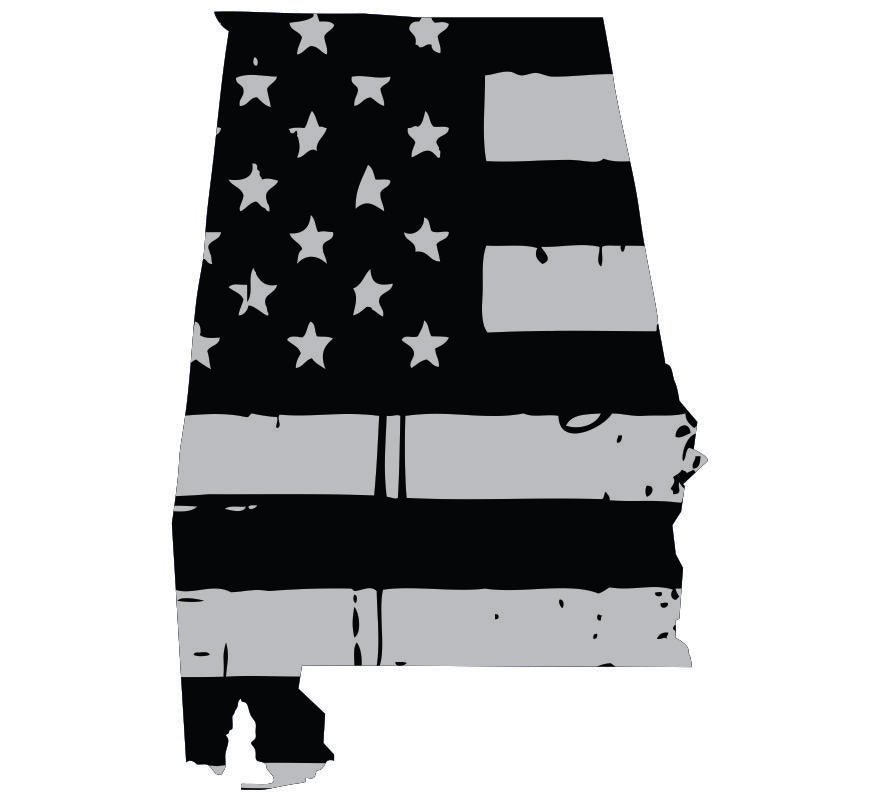 Alabama Black / Sliver Flag Decal