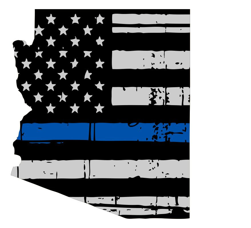 Arizona Tattered Flag Blue Line Decal