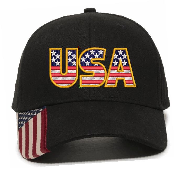 USA Flag with Axe Flex Fit Embroidered Hat White/Red Style