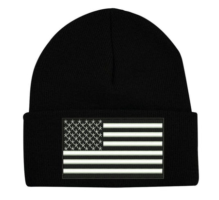 White/Black USA Flag Embroidered winter hat