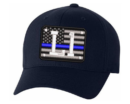 Blue Line Flag Badge Embroidered Flex Fit Hat - Powercall Sirens LLC