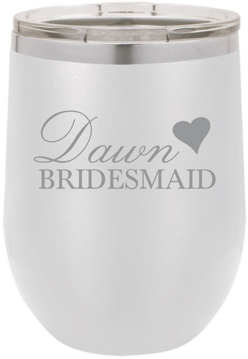 Custom Engraved White Bridesmaid Wine Cup - Powercall Sirens LLC
