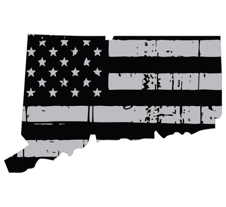 Connecticut Black / Sliver Flag Decal