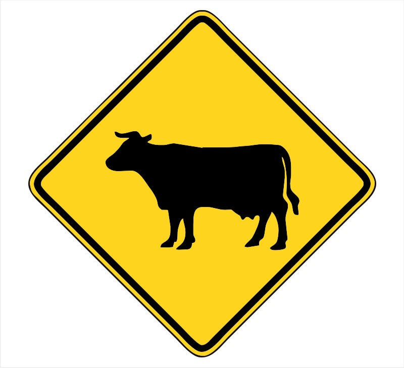 Cow Crossing Road Sign Decal