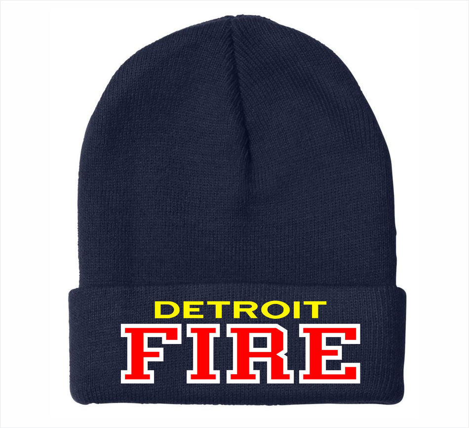 Detroit Fire Embroidered Winter Hat