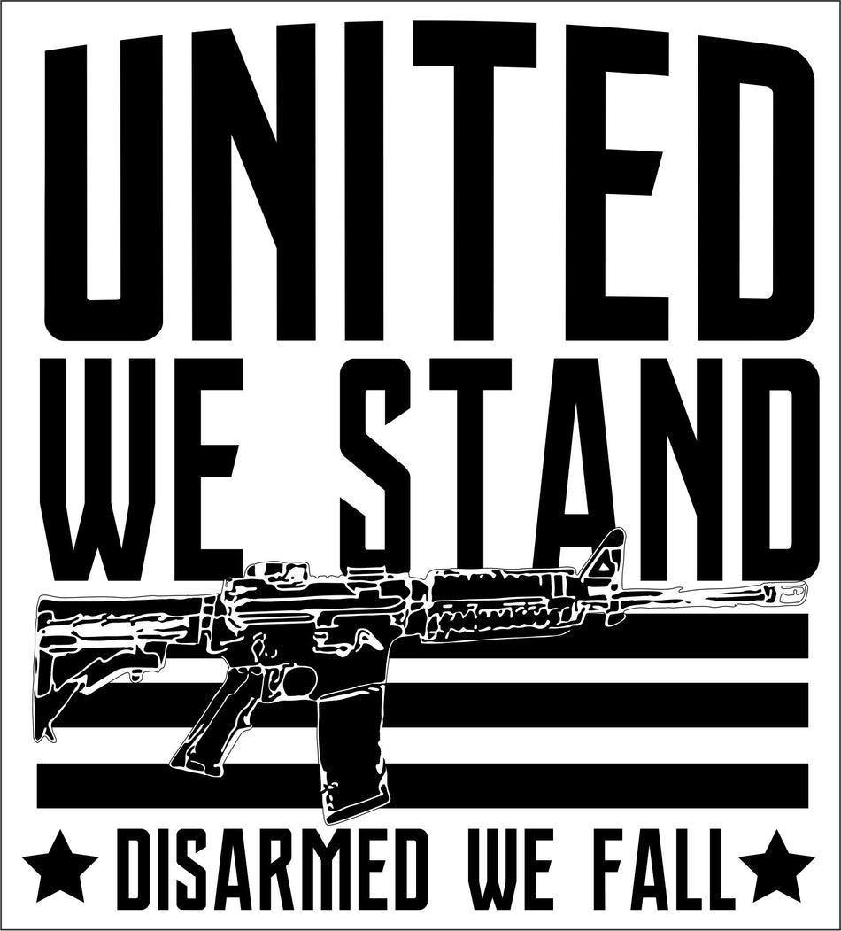 United we stand DISARMED we fall bumper sticker 6" x 6" - Powercall Sirens LLC