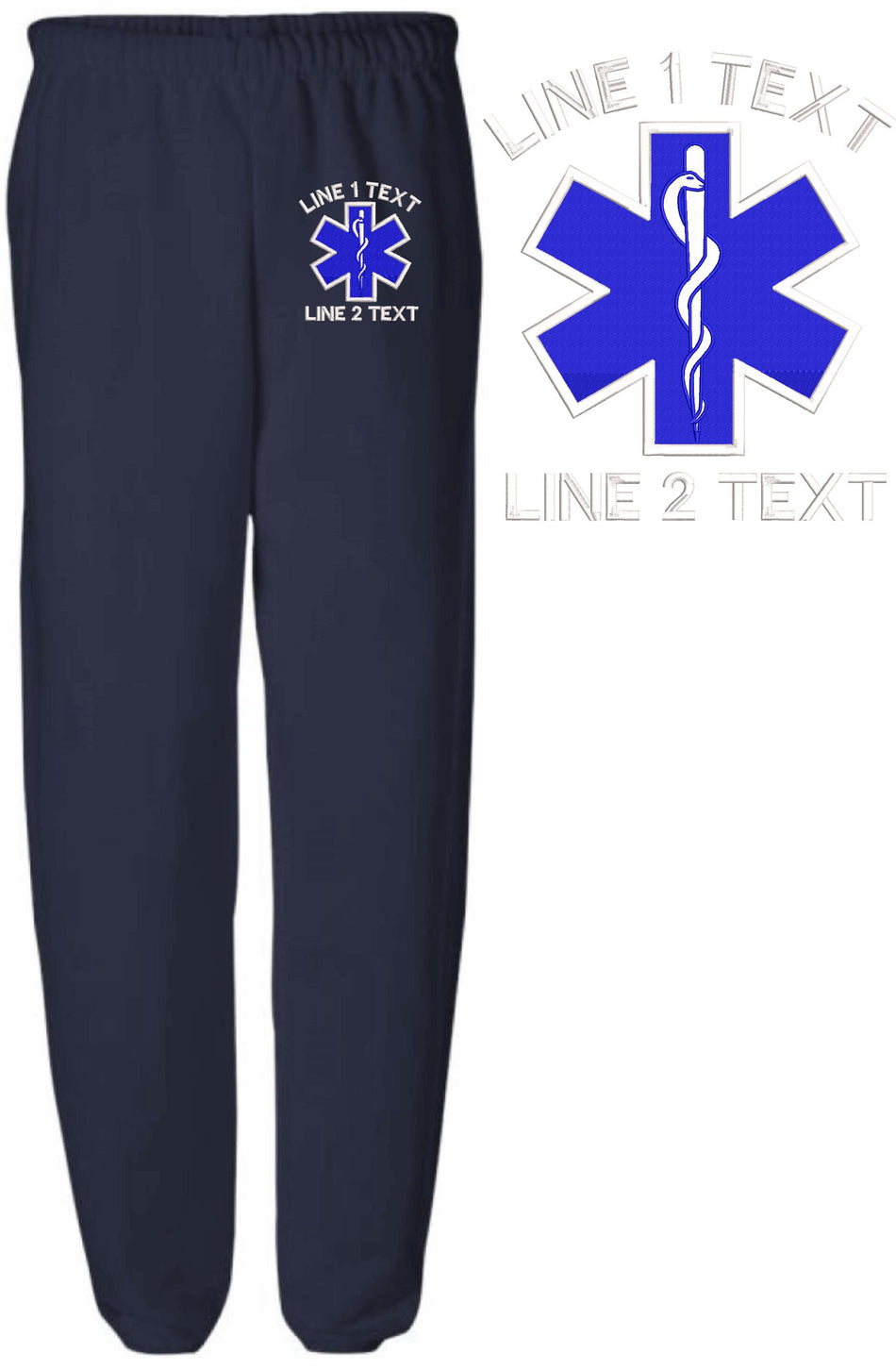 EMS Star Custom Embroidered Sweatpants - Powercall Sirens LLC