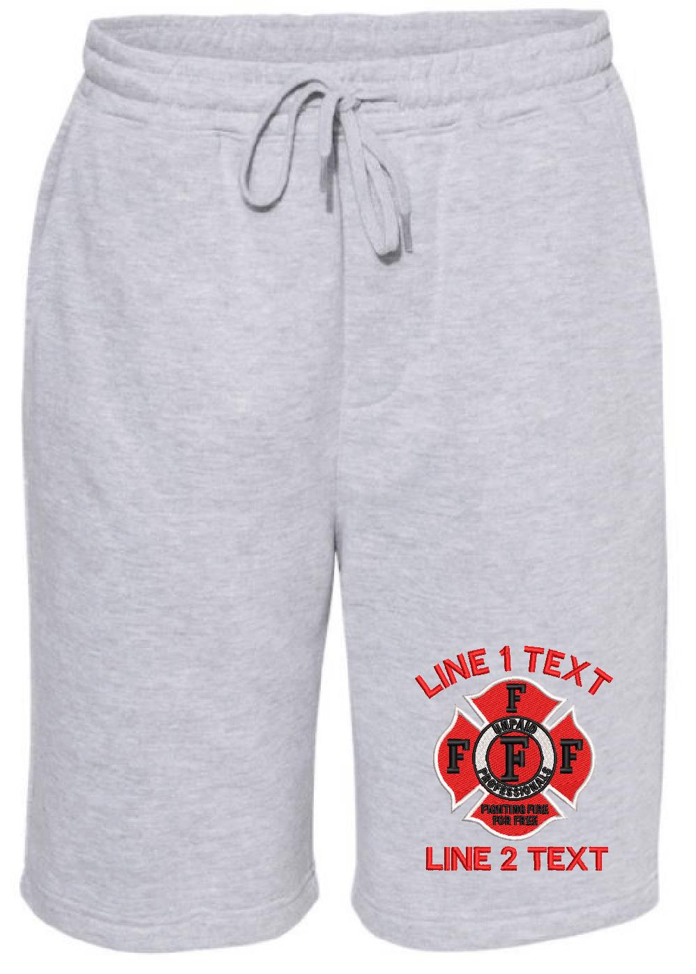 Fighting Fire for Free Custom Embroidered Fleece Shorts - Powercall Sirens LLC