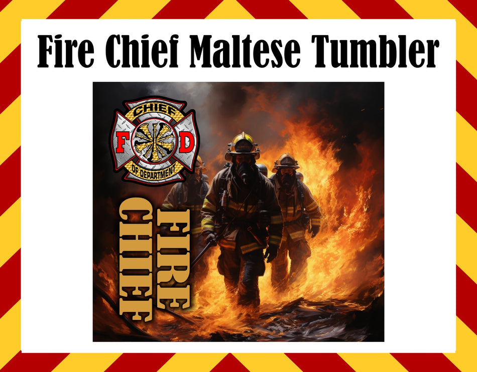 Fire Chief Maltese Water Bottle/Cup