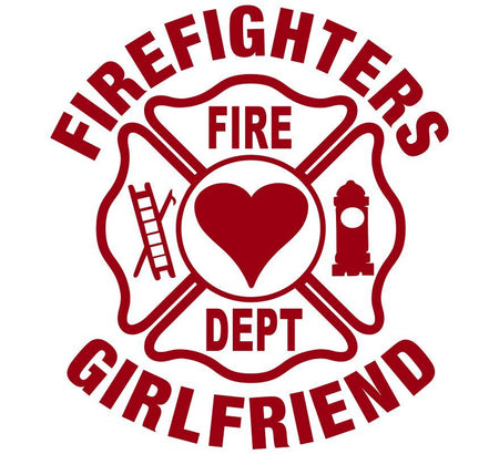 Firefighters Girlfriend Heart Maltese Cross Decal - Powercall Sirens LLC