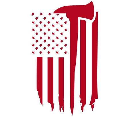 USA Flag with Axe Window Decal 060516 - Powercall Sirens LLC