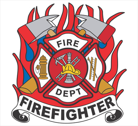 Flame Maltese Firefighters Axe Window Decal