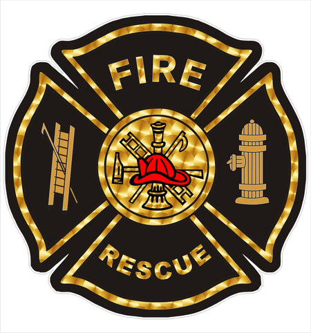 Fire Rescue Maltese Decal Gold/Black