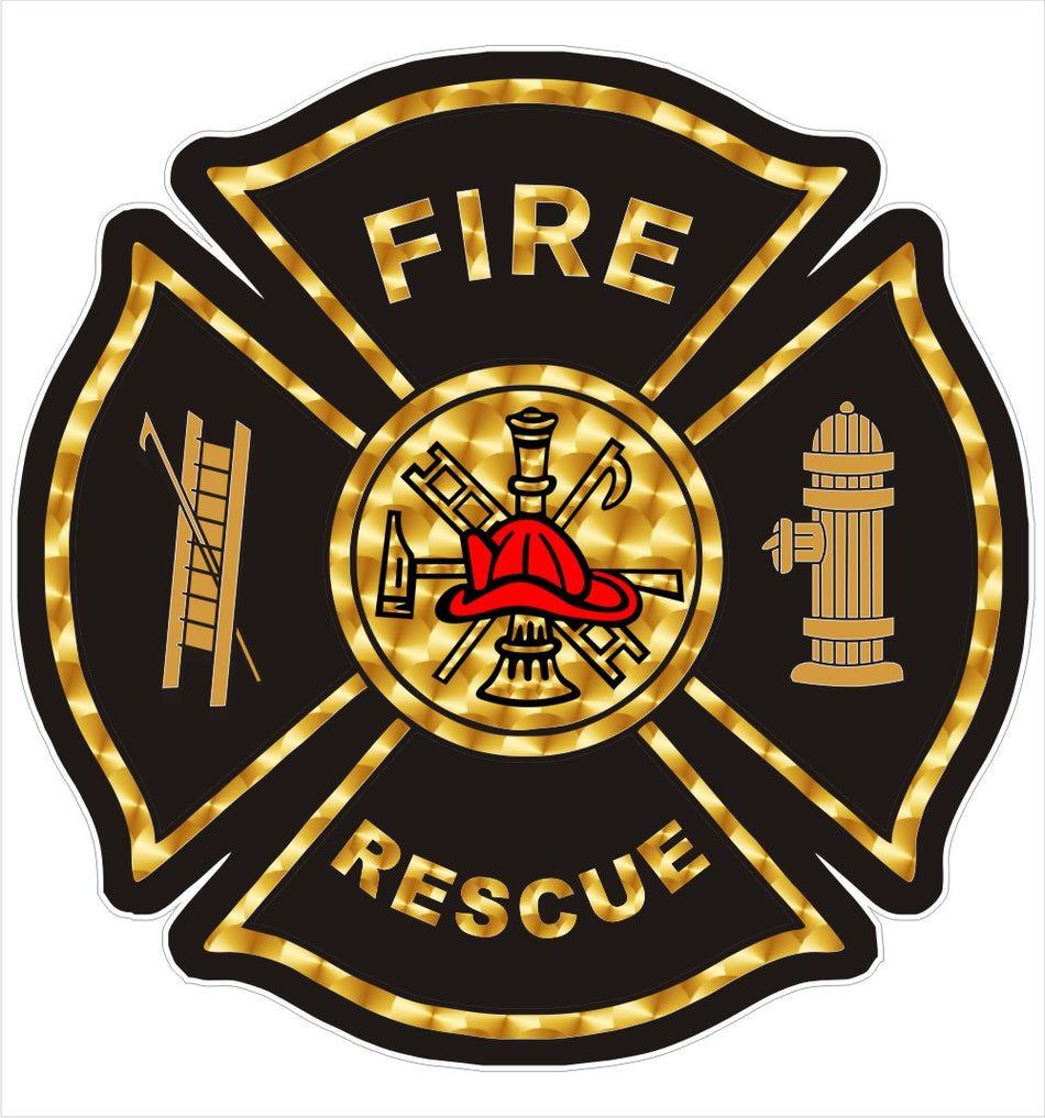 Fire Rescue Maltese Decal Gold/Black